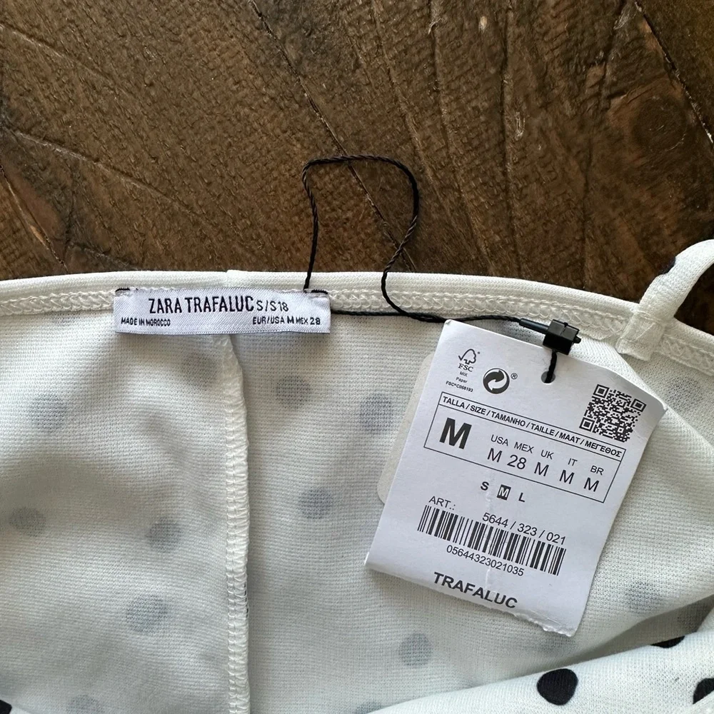 Zara white black polka dot spaghetti strap mini dress - Picture 5 of 5
